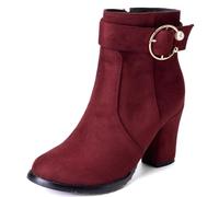 CuteFlats Bottines Décontractées pour Femmes avec Talon Carré et Bout Rond (Bordeaux, 45)