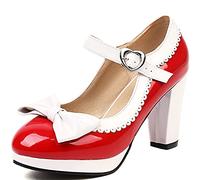 CuteFlats Mary Janes à Bout Rond Doux pour Femmes avec Plates-Formes Basses et Talon Bloc