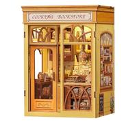 Cutefun Book Nook Kit de Construction de Maison de poupée Miniature à Faire soi-même pour Adultes, Mini Puzzle 3D en Bois avec LED, Insert de bibliothèque, Cadeau créatif (Cooking Bookstore)