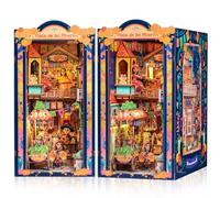 Cutefun Book Nook Kit Día de Muertos - Maison de poupée Miniature à Monter soi-même - Kit de Construction d'étagère avec lumière LED - Puzzles en Bois 3D décoratifs pour Adultes -Plaza de Los Muertos