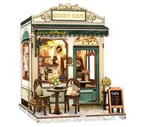Cutefun Book Nook Kit - Kit de Maisons de poupées à Monter soi-même pour Adultes, Puzzle 3D en Bois, modèle réduit de café, Cadeau pour Les Femmes Amateurs de Puzzles(Sunny Cafe)