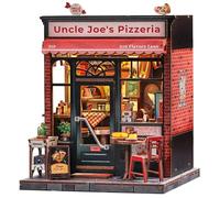 Cutefun Book Nook Kit - Maison de Poupée DIY en Bois avec Éclairage LED, Puzzle 3D à Assembler, Décoration Unique Cadeau pour Adultes et Adolescents (Uncle Joe's Pizzeria)