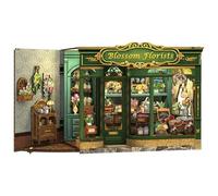 Cutefun Book Nook Kit - Maison Miniature en Bois à Assembler Soi-Même avec Éclairage LED | Bibliothèque de Maison de Poupée pour Adultes - Cadeau Créatif pour Femmes/Hommes (Blossom Florists)