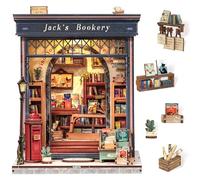 Cutefun Book Nook - Maisons de poupées DIY à Assembler, Puzzle 3D en Bois avec Éclairage LED, Décoration Créative pour Bibliothèque - Cadeau Unique pour Adultes et Adolescents (Jack's Bookery)