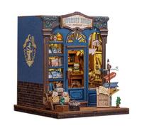Cutefun BookKnook Kit de Construction pour Maison de poupée Miniature à Faire soi-même - Puzzle 3D en Bois - Décoration avec lumières LED - pour Adultes - Librairie de Voyage