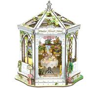 Cutefun Maison Miniature a Construire - Kit de Maison de poupée en Bois - Maisons avec lumières LED - Décoration de bibliothèque - La pour la Dame (Windsor Flower House)