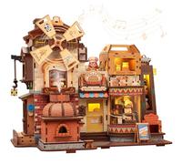Cutefun Puzzle 3D en Bois - Kit de Maquette Book Nook de 572 pièces pour Adultes - Modèle à l’échelle avec Musique et lumière LED - Thème du Pain - Fabrique à Cadeaux (Bread Factory)