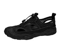 CUTEHEELS Sandales d'extérieur de grande taille - En cuir de vachette et maille - Embout rond et semelle confortable - Convient pour les activités hydrophiles, Noir , 44 EU