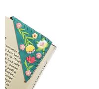 CuteHome Signet d'angle personnalisé brodé à la main,Signets uniques en broderie de fleurs mignonnes pour les amoureux des livres(1 pièce, vert)