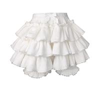 Cuteighteen Lolita Bloomers Short bouffant à volants pour femme et adolescente, blanc, Taille M
