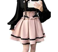 Cuteighteen Lolita Kawaii Mini jupe à lacets pour femme gothique tennis taille haute mignonne volants jupe d'écolière