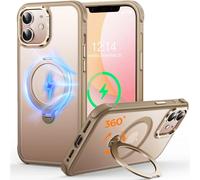 CUTELFON Coque O3 Mag-Stand pour iPhone 12/12 Pro avec Béquille 360°,[Compatible avec MagSafe][Toucher Peau Exceptionnel] Coque Fine Magnétique Mate Translucide 6,1",Or Mat