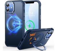 CUTELFON Coque O3 Mag-Stand pour iPhone 12/12 Pro avec Béquille 360°,[Compatible avec MagSafe][Toucher Peau Exceptionnel] Coque Fine Magnétique Mate Translucide 6,1",Bleu Mat