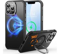 CUTELFON Coque O3 Mag-Stand pour iPhone 13 Pro avec Béquille 360°,[Compatible avec MagSafe][Toucher Peau Exceptionnel] Coque Fine Magnétique Mate Translucide 6,1",Noir Mat