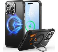 CUTELFON Coque O3 Mag-Stand pour iPhone 14 Pro Max avec Béquille 360°,[Compatible avec MagSafe][Toucher Peau Exceptionnel] Coque Fine Magnétique Mate Translucide 6,7",Noir Mat