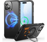 CUTELFON Coque O3 Mag-Stand pour iPhone 15 avec Béquille 360°,[Compatible avec MagSafe][Toucher Peau Exceptionnel] Coque Fine Magnétique Mate Translucide 6,1",Noir Mat