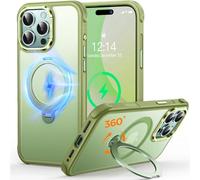 CUTELFON Coque O3 Mag-Stand pour iPhone 16 Pro avec Béquille 360°,[Compatible avec MagSafe][Toucher Peau Exceptionnel] Coque Fine Magnétique Mate Translucide 6,3",Vert Mat