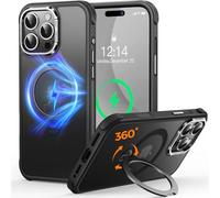 CUTELFON Coque O3 Mag-Stand pour iPhone 16 Pro Max avec Béquille 360°,[Compatible avec MagSafe][Toucher Peau Exceptionnel] Coque Fine Magnétique Mate Translucide 6,9",Noir Mat