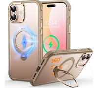 CUTELFON Coque O3 Mag-Stand pour iPhone 17 avec Béquille 360°,[Compatible avec MagSafe][Toucher Peau Exceptionnel] Coque Fine Magnétique Mate Translucide 6,3",Or Mat