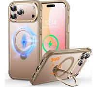 CUTELFON Coque O3 Mag-Stand pour iPhone 17 Pro avec Béquille 360°,[Compatible avec MagSafe][Toucher Peau Exceptionnel] Coque Fine Magnétique Mate Translucide 6,3",Or Mat