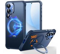 CUTELFON Coque O3 Mag-Stand pour Samsung Galaxy S24 Plus/S25 Plus avec Béquille 360°,[Compatible avec Mag-Safe][Toucher Peau Exceptionnel] Coque Fine Magnétique Mate Translucide 6,7",Bleu Mat