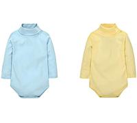 CuteOn 2 Packs Unisexe bébé Romper Col roulé Manches longues Coton Enfant Bodysuit Combinaison