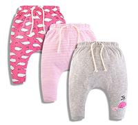 CuteOn 3 Pack Unisexe des Gamins Bambin Harem Pantalon Coton Élastique Trousers 17 Baleine Rose 6 Mois