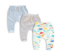 CuteOn 3 Pack Unisexe des Gamins Bambin Harem Pantalon Coton Élastique Trousers