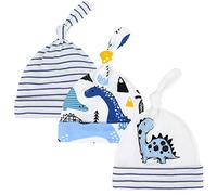 CuteOn 3 PCS Bébé Beanie Nœud Chapeau Nouveau née Garçons Filles Coton Ajustable Casquette pour Bébé 0-6Mois