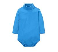 CuteOn bébé Garçons Filles Solide Couleur De base Col roulé Coton Bodysuit Top - Bleu 12 Mois
