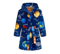 CuteOn Garçon Fille Robe de Chambre à Capuche en Flanelle Douce Robe de Nuit Décontractée pour Enfants 4-5Y