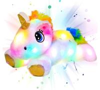 Cuteoy Licorne blanche lumineuse à DEL en peluche pour anniversaire, Noël, cadeau pour enfants, tout-petits, filles, 38,1 cm