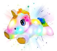 Cuteoy Licorne blanche lumineuse à DEL en peluche pour anniversaire, Noël, cadeau pour enfants, tout-petits, filles, 38,1 cm