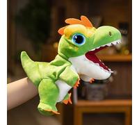 Cuteoy Marionnette en peluche dinosaure verte - Jouet en peluche avec bouche mobile - Jeu de rôle créatif - Raconter des histoires - Cadeaux pour enfants en bas âge - Anniversaire de Noël