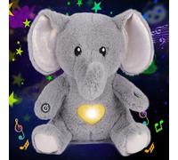 Cuteoy Peluche éléphant Gris projecteur d'étoile Musicale réglable Chantant veilleuse Animaux Lumineux Kawaii Jouets Cadeaux pour Enfants