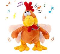 Cuteoy Peluche musicale en forme de coq qui marche et chante - Jouet en peluche interactif - 33 cm - Cadeau pour enfants, garçons et filles - Pâques et Noël