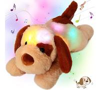 Cuteoy Veilleuse lumineuse à DEL pour chien - Jouet musical en peluche douce - Berceuses chantantes pour anniversaire, Noël, chiot - Cadeau pour enfants, garçons et filles, 35,6 cm