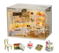 CUTEROOM Kit de Bricolage Miniature pour Maison de poupée en Bois 3D - Salle créative avec Housse Anti-poussière et Meubles (Journal de gâteau)