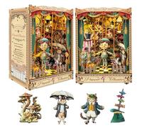 CUTEROOM Kit DIY Book Nook - Maison de Poupée en Bois Miniature avec Éclairage LED et Housse Anti-poussière - Modèle en Bois à Construire avec Meubles (Théâtre de Marionnettes)