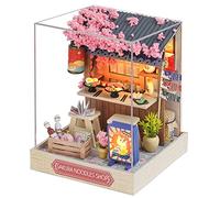 CUTEROOM Kit maison de poupée miniature à monter soi-même avec housse anti-poussière en bois 3D à construire pour adolescents et adultes, cadeau d'anniversaire (Sakura)