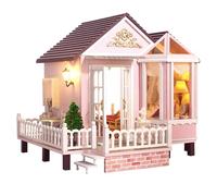 CUTEROOM Kit maison de poupée miniature DIY - Maison de rêve rose avec meubles LED