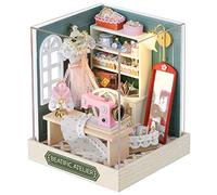 CUTEROOM Kits de maison de poupée miniature à faire soi-même,kit de maison de poupée housse anti-poussière 3D en bois à construire adolescents et adultes,cadeau d'anniversaire(Beatific Taille Unique