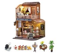 CUTEROOM Kits de maison miniature pour adultes, mini maison de poupée en bois, kits de bricolage pour chambre créative petite maison pour décoration - café