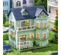 CUTEROOM Maison Miniature, Maison de poupée DIY en Bois Mini kit de Construction avec Meubles et lumière LED, Cadeau d'anniversaire pour Femmes et Filles (Warm Manor)