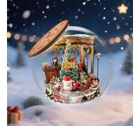 CUTEROOM Scène de maison de poupée miniature à monter soi-même - Kit de bricolage fantaisie avec éclairage LED sous cloche en verre, cadeau créatif pour Noël (Prologue de Noël)