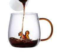 Cutes tasses en verre - tasse à café transparente 3D en verre borosilicate de 380 ml, tasse mignonne pour voyage, vie quotidienne, tasses de dessin animé portables pour le lieu de travail, Squirrel