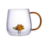 Cutes tasses en verre - tasse à café transparente 3D en verre borosilicate de 380 ml, tasse mignonne pour voyage, vie quotidienne, tasses de dessin animé portables pour le lieu de travail, Hedgehog