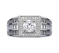 Cuteshop Bague de mariage en argent sterling plaqué or blanc avec topaze CZ cristal bague bijoux cadeau taille 8-12 (11)