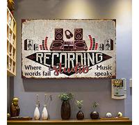 cutespree Dj Where Words Fail Music Speaks Plaque en métal motivante Décoration murale significative pour garage/bar/maison/extérieur/intérieur 30,5 x 40,6 cm