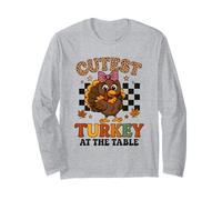 Cutest Turkey at The Table Leopard Bow Thanksgiving for Kids Manche Longue